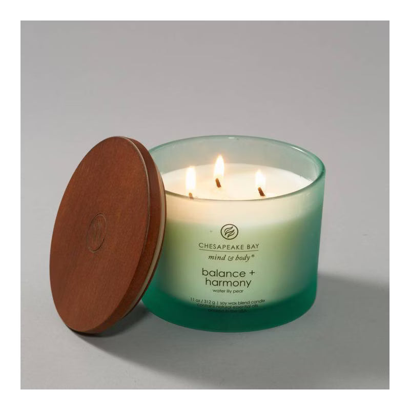 Balance and Harmony Mind and Body Frosted Glass Lidded Jar Candle