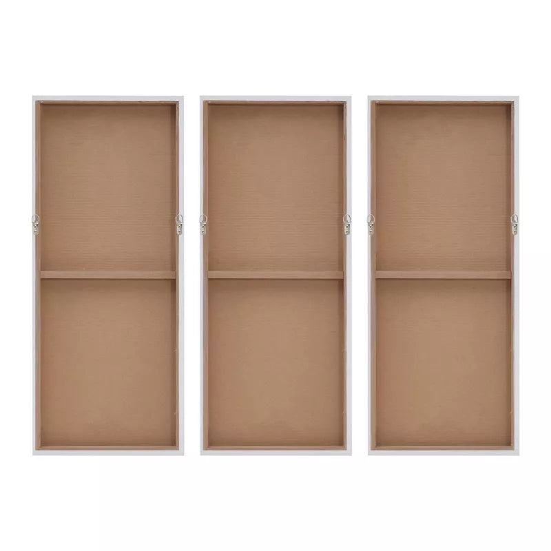 3pc Luminous Heavily Embellished Canvas Wall Art Set Gray