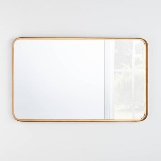 24" x 36" Rectangular Decorative Mirror with Rounded Brass