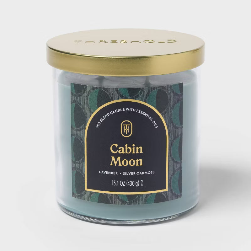 2 Wick Lidded Jar Candle Cabin Moon