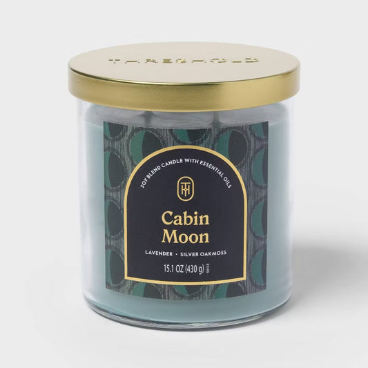 2 Wick Lidded Jar Candle Cabin Moon