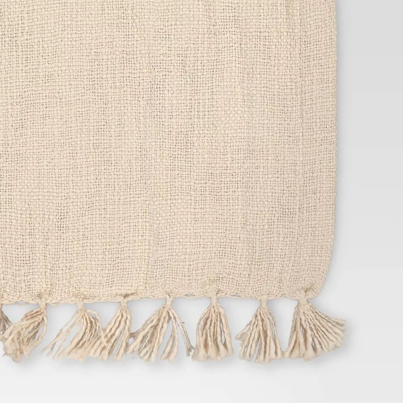 108"x14" Cotton Textured Table Runner - Threshold™ Khaki