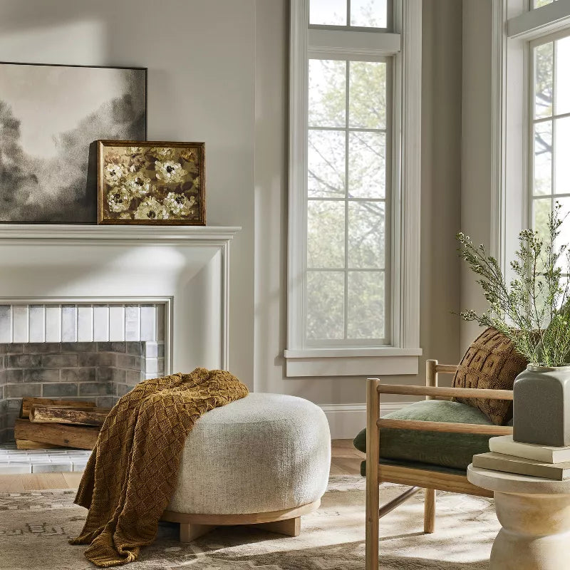 16"x20" Oil Painted All Over Floral Framed Wall Art - Ennovanest Beige Frame, Botanical Theme