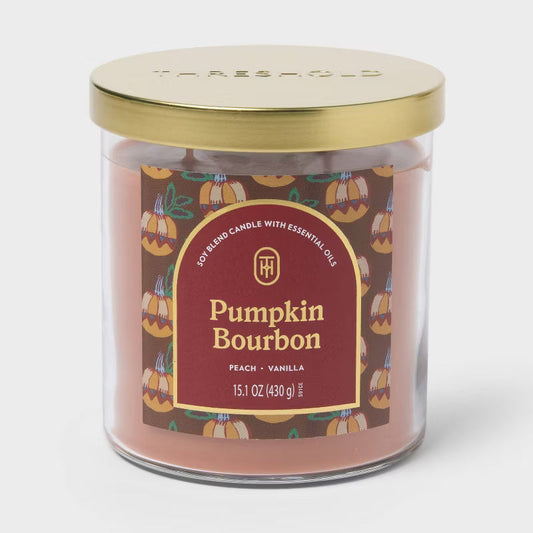 2 Wick Lidded Jar Candle Pumpkin Bourbon