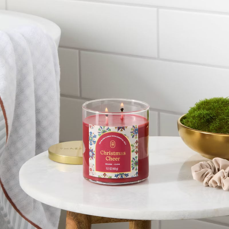 2 Wick Lidded Jar Candle Christmas Cheer