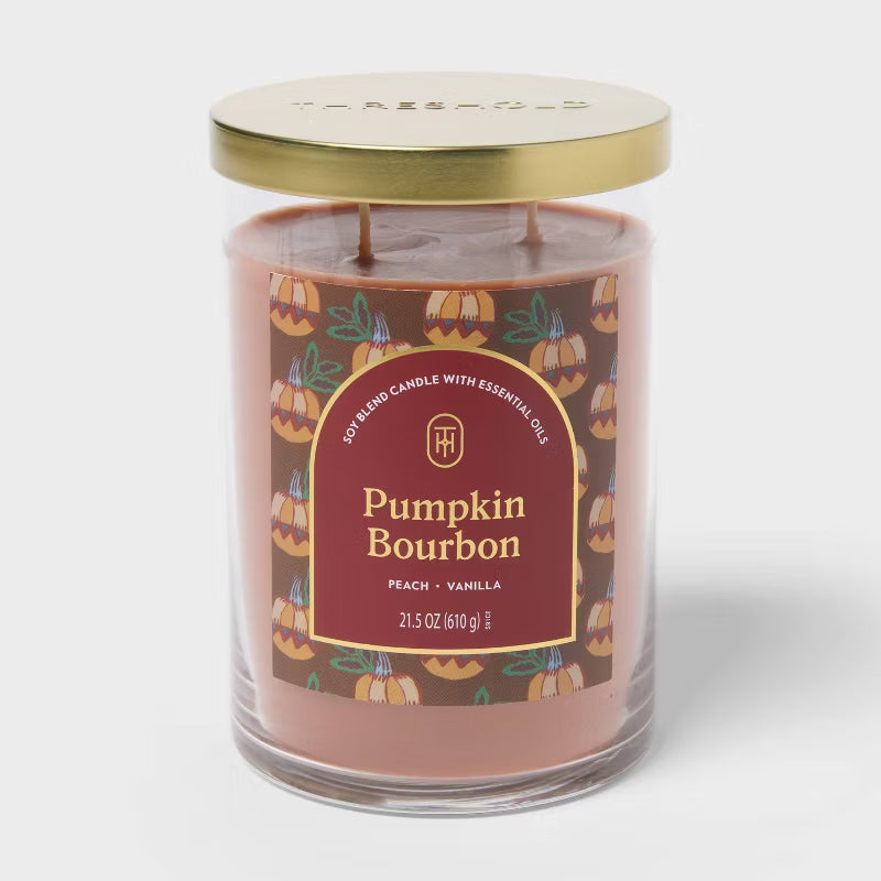 2 Wick Lidded Jar Candle Pumpkin Bourbon