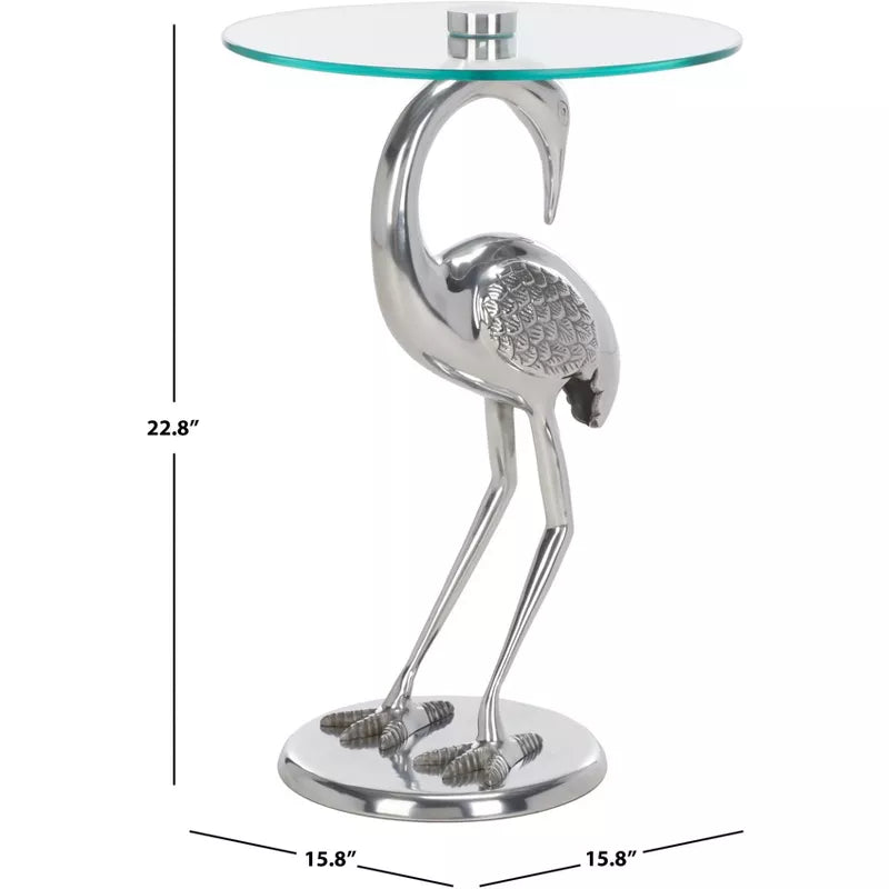 Birbiglia Bird Base Accent Table - ACC4610B - Silver/Glass