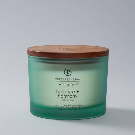 Balance and Harmony Mind and Body Frosted Glass Lidded Jar Candle