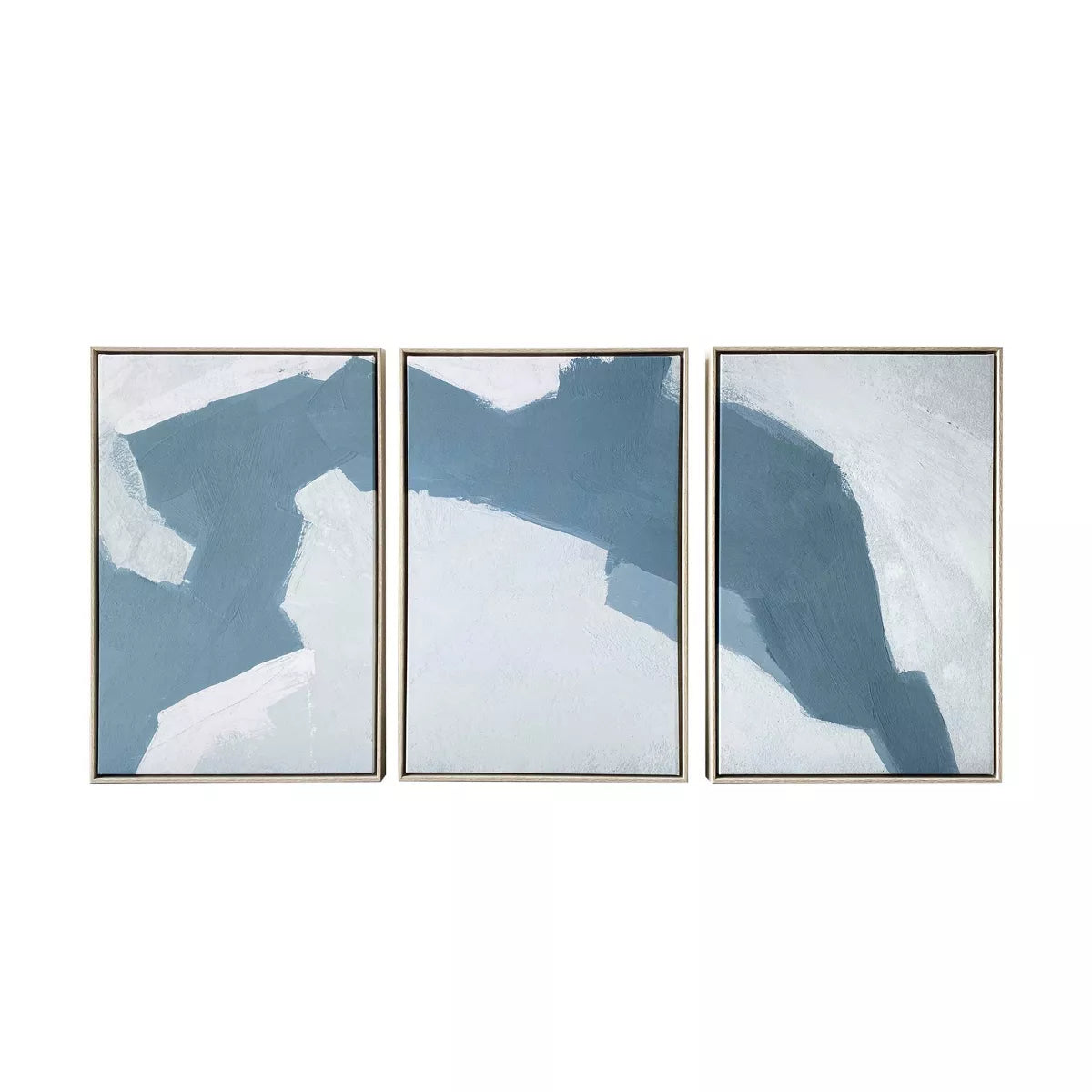 48" x 24" Abstract Painting Triptych Floating Wall Canvas - Ennovanest   Gold-Framed, Modern Decor