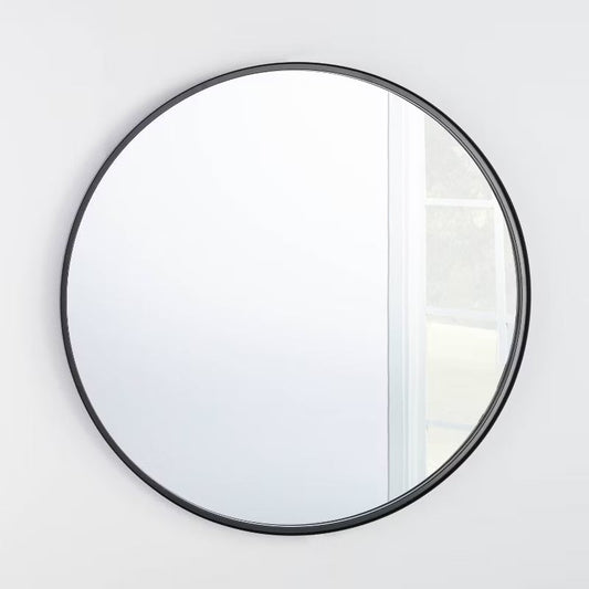 34" Round Decorative Wall Mirror Black