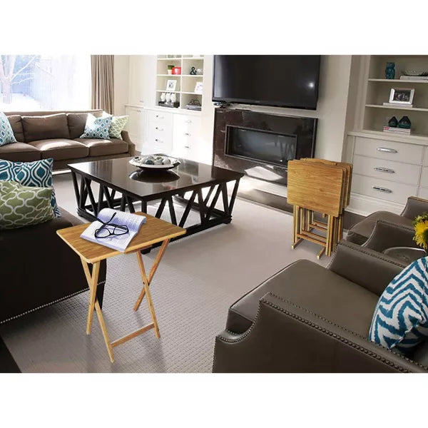 5pc TV Tray Set Wood