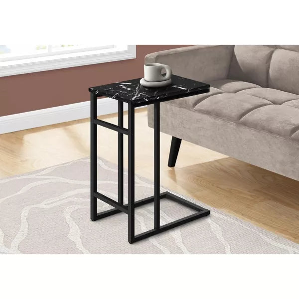 Contemporary C-Shaped Side Table – Black Metal