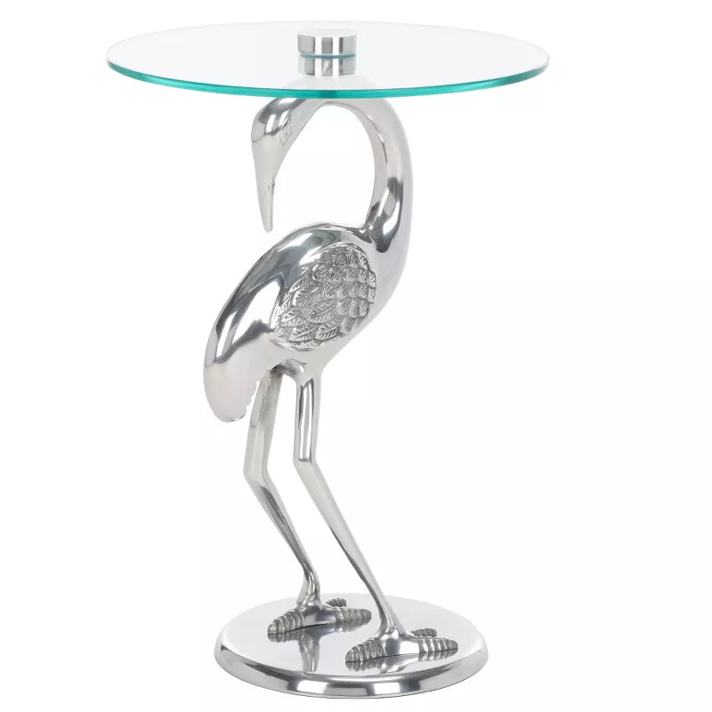 Birbiglia Bird Base Accent Table - ACC4610B - Silver/Glass