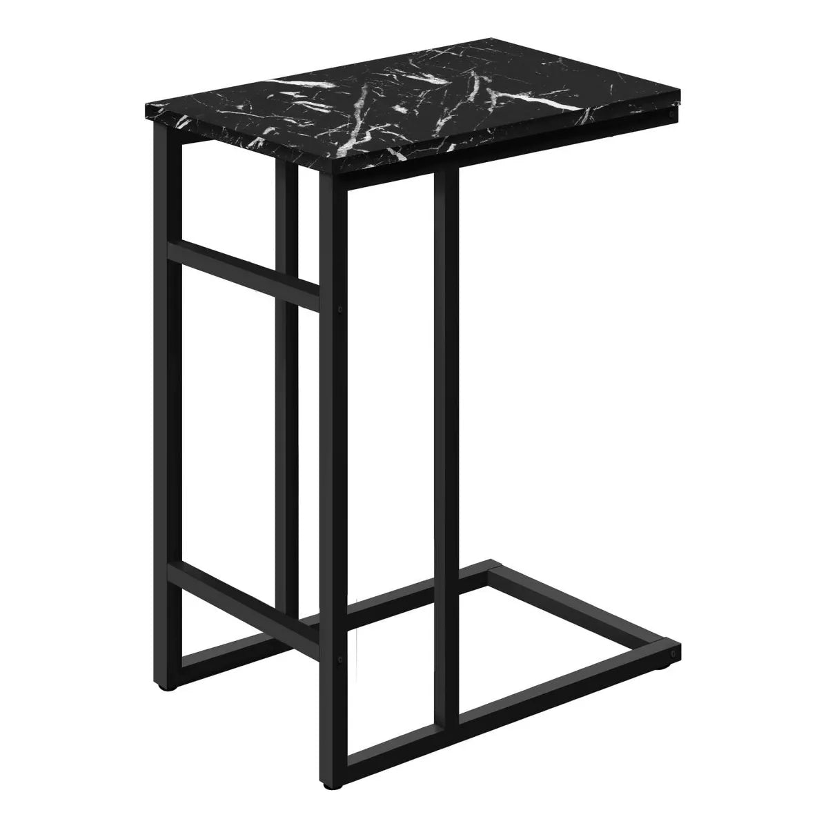 Contemporary C-Shaped Side Table – Black Metal