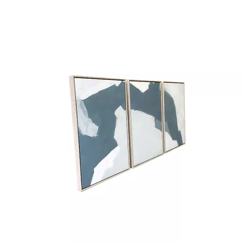 48" x 24" Abstract Painting Triptych Floating Wall Canvas - Ennovanest   Gold-Framed, Modern Decor