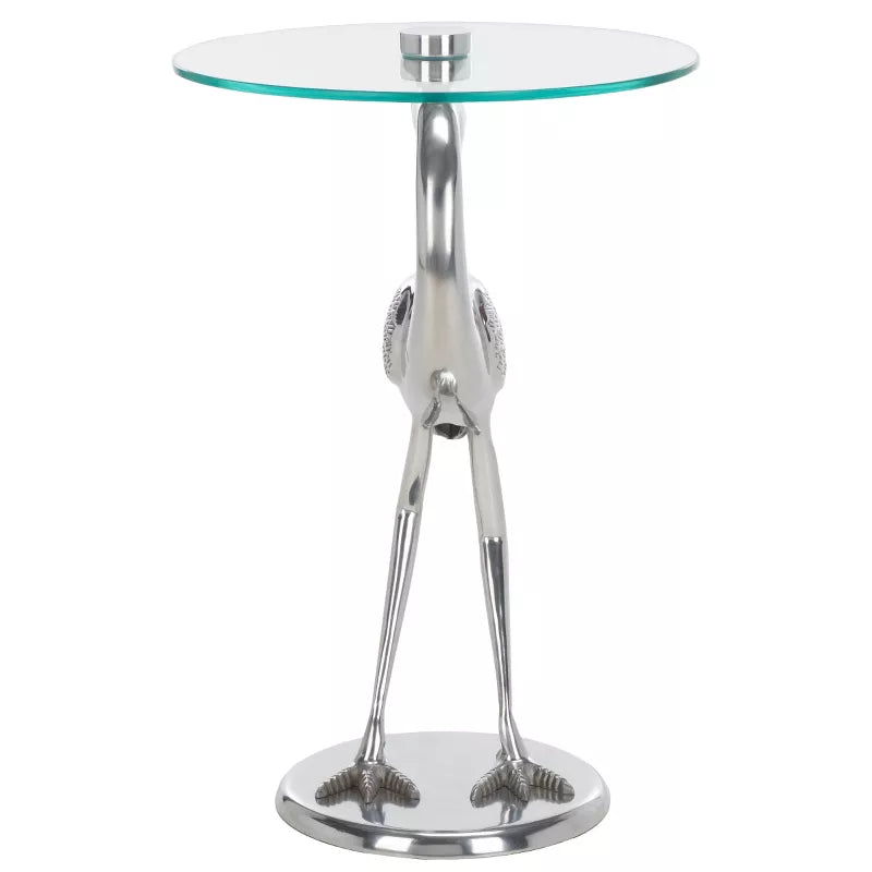 Birbiglia Bird Base Accent Table - ACC4610B - Silver/Glass