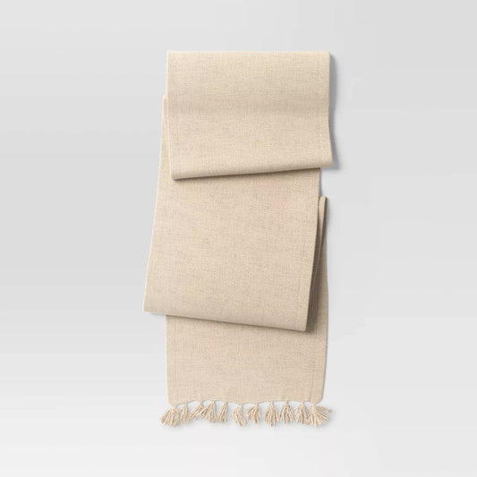 108"x14" Cotton Textured Table Runner - Threshold™ Khaki