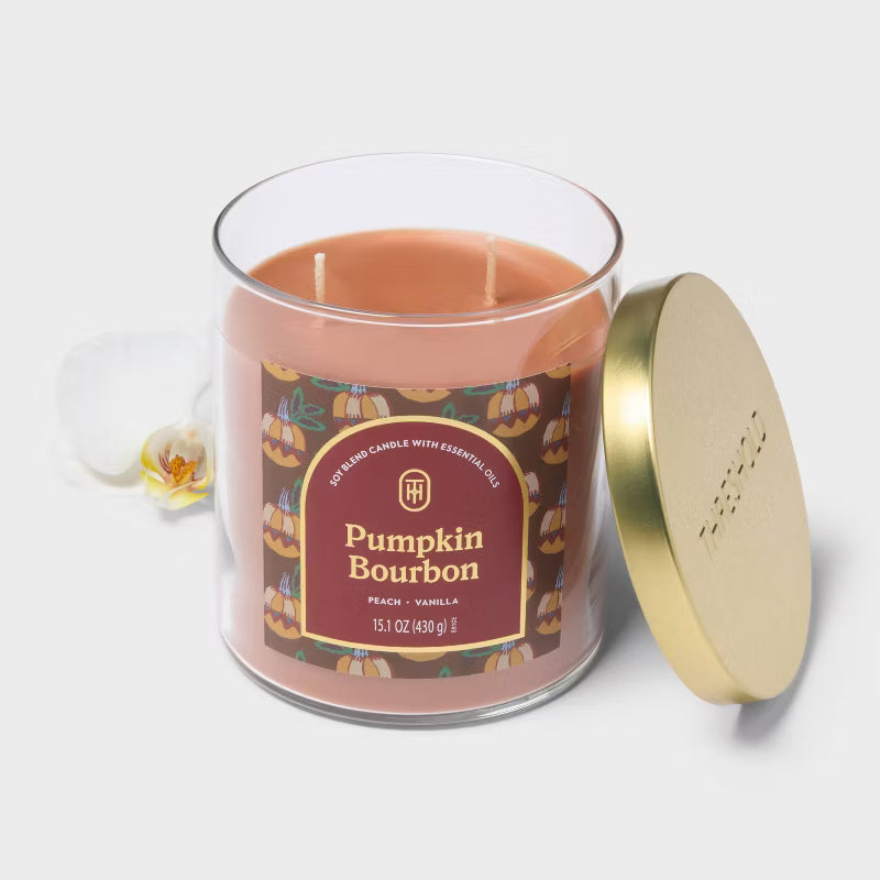 2 Wick Lidded Jar Candle Pumpkin Bourbon