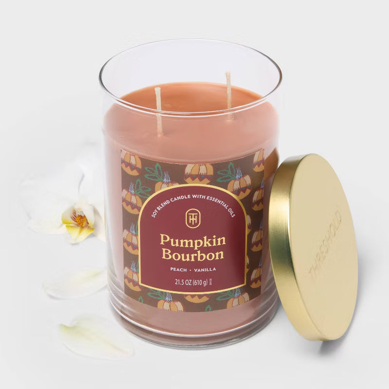 2 Wick Lidded Jar Candle Pumpkin Bourbon