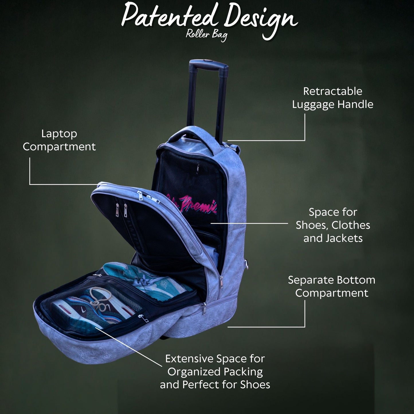 Grey Leather Carry-On Roller Bag (Only 150 Made)