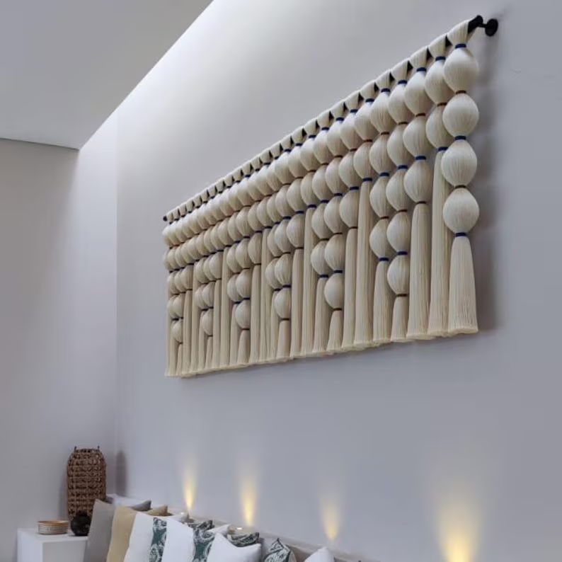 Boho Extra Large Mexican Macrame Wall Hanging – Round Tapestry Headboard & Wall Art