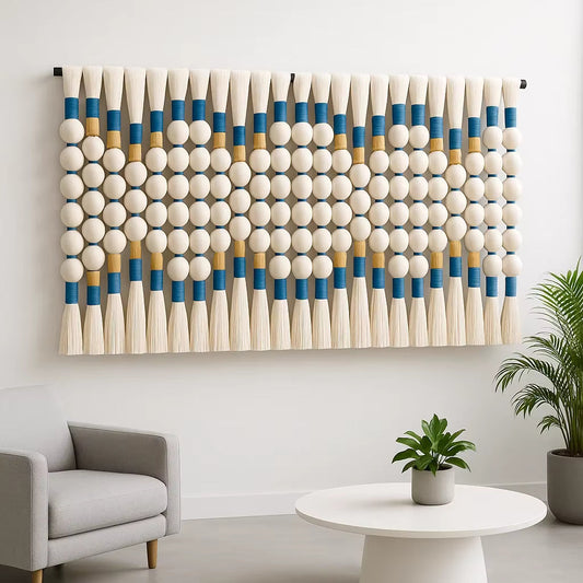 Boho Macrame Wall Hanging – Round Bubble Tapestry Headboard & Accent Decor