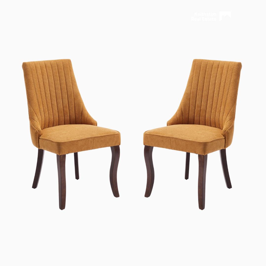 Set of 2 Rayon Cloth Flocking Linen Dining Chairs
