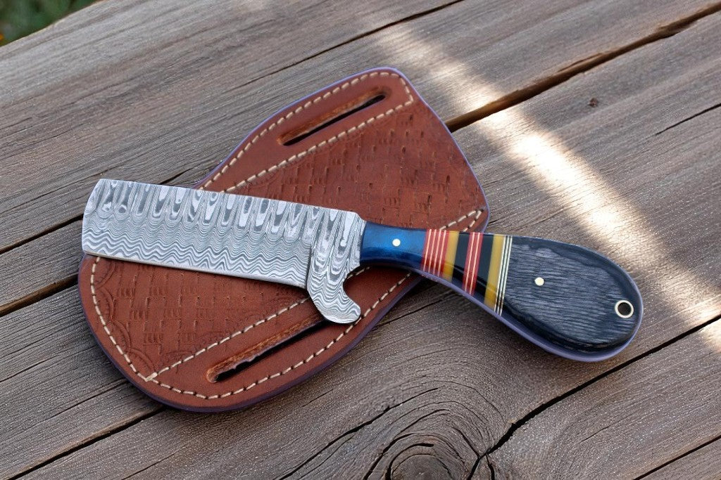 Custom Handmade Bull Cutter Knife – 8" Damascus Steel