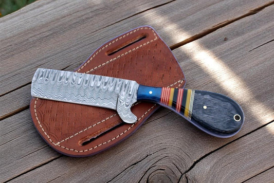 Custom Handmade Bull Cutter Knife – 8" Damascus Steel