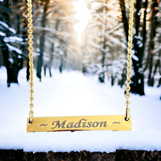 Engraved Bar Necklace
