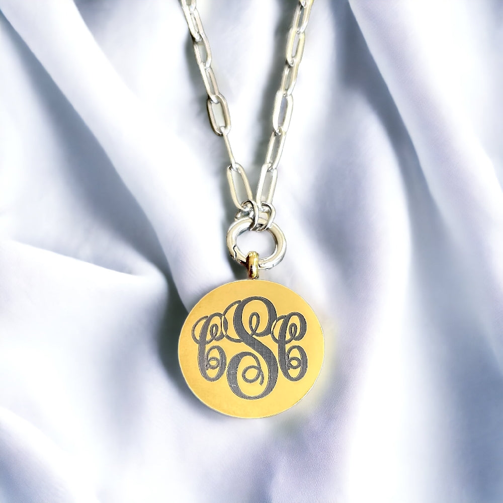 Large Round Monogram Necklace