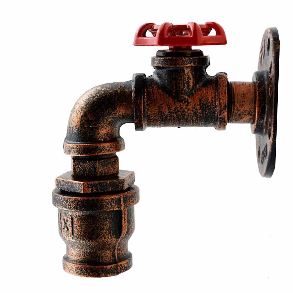 Rustic Red Wall Lights Industrial Metal Water Pipe Wall Lamp~2885