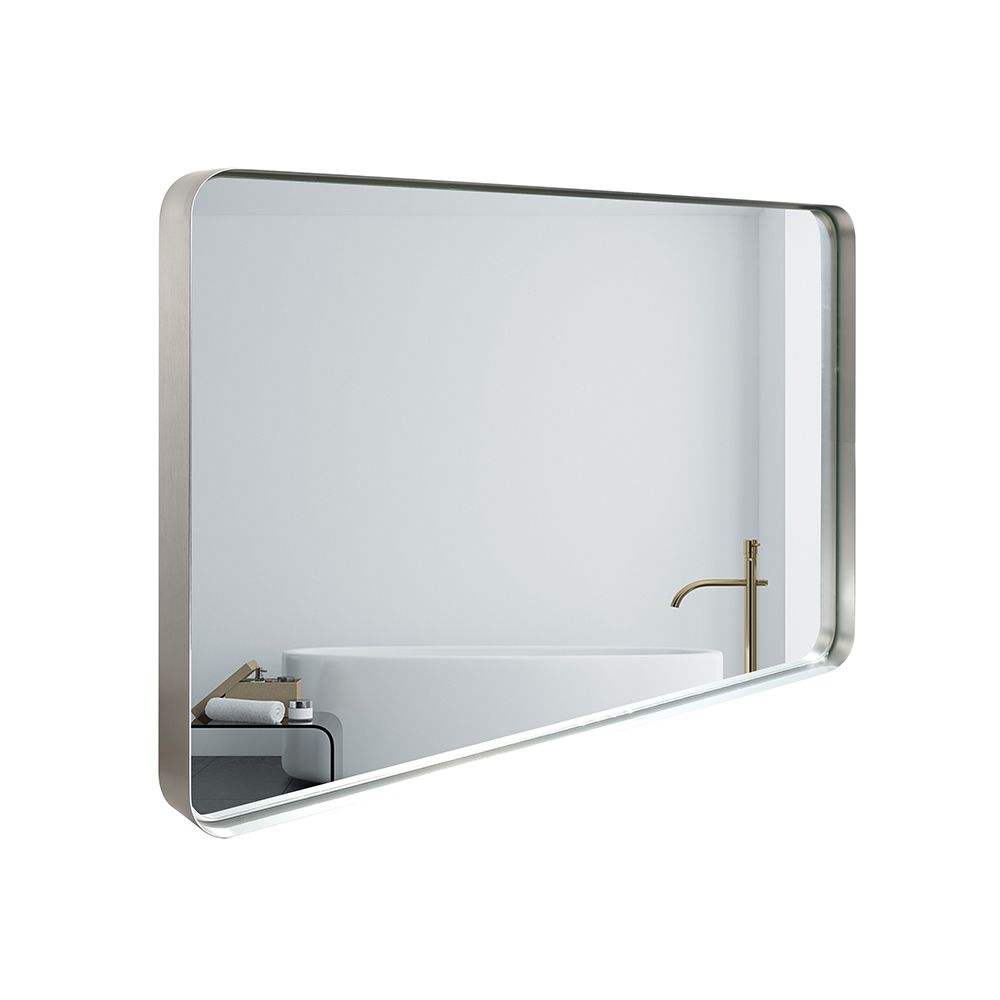 30x20inch Glossy Brushed Silver Rectangle Bathroom Mirror
