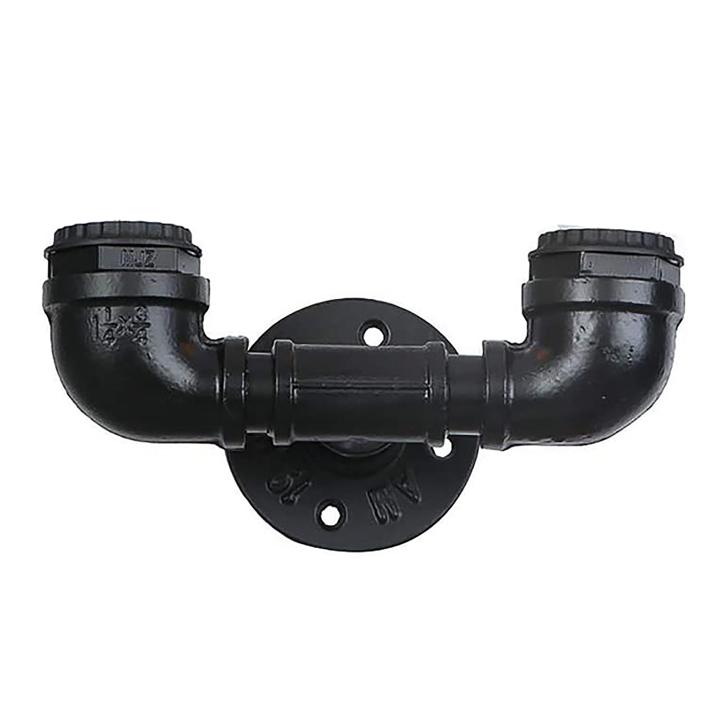 Vintage Black Metal Water Pipe Double Head Wall Light~2065