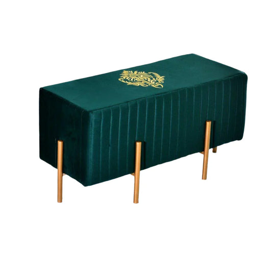 2 Seater Luxury Wooden Stool with Steel Stand – 521