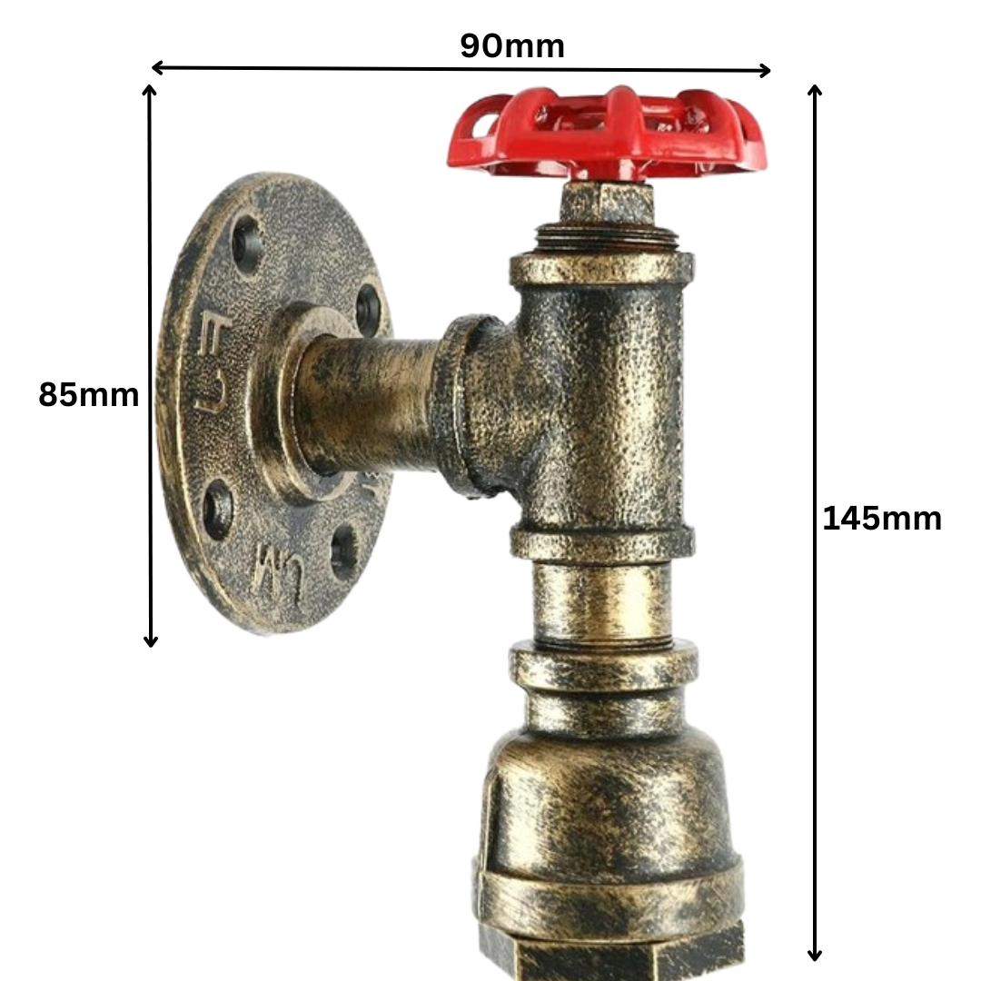 Brushed Copper Metal Water Pipe Wall Sconce Light Holder with Wheel~2069