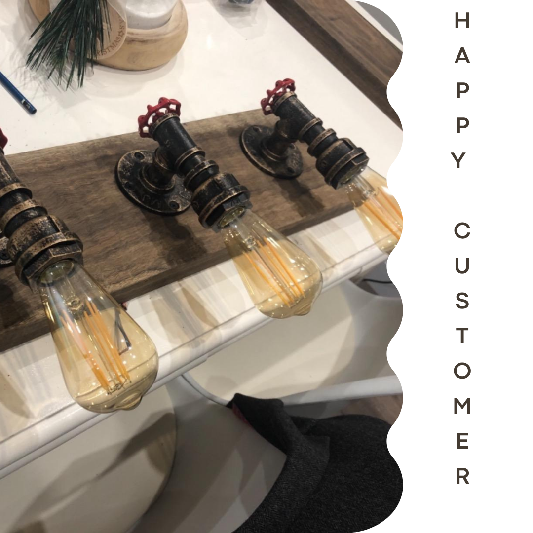 Brushed Copper Metal Water Pipe Wall Sconce Light Holder with Wheel~2069