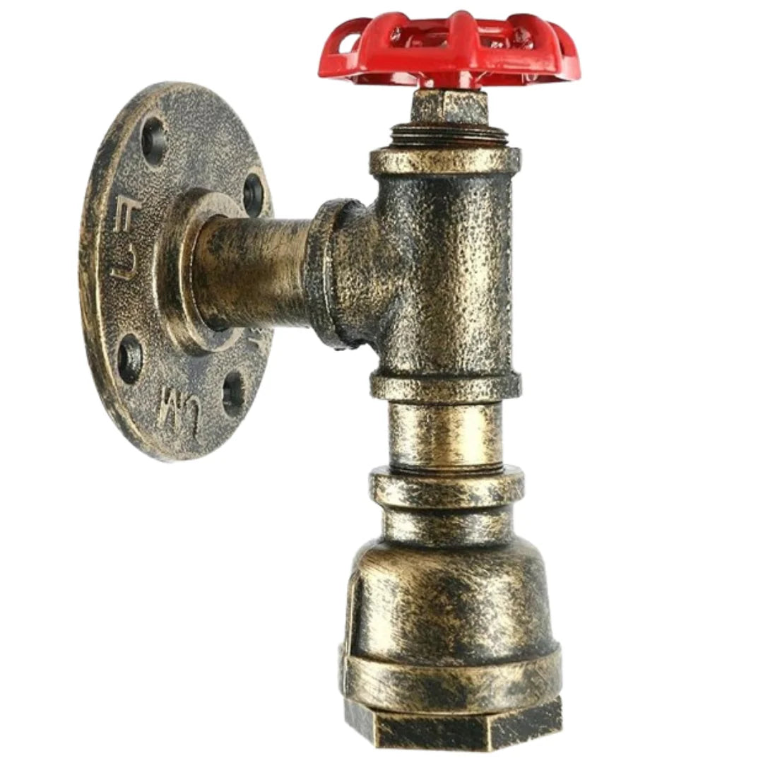 Brushed Copper Metal Water Pipe Wall Sconce Light Holder with Wheel~2069