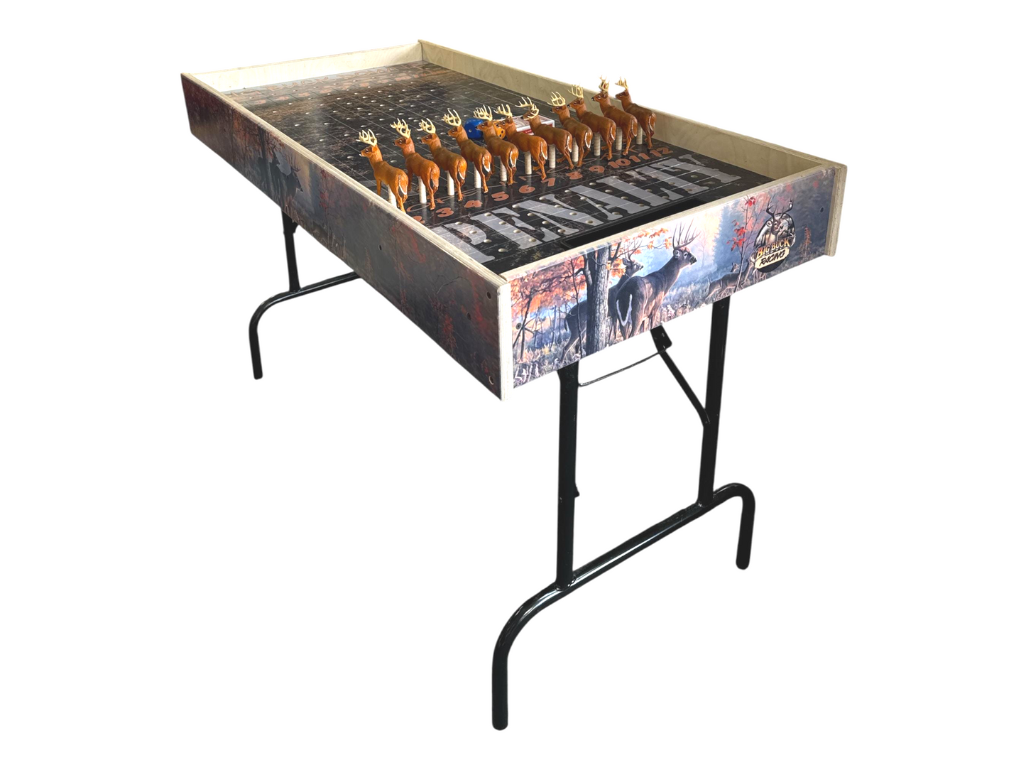 Big Buck Downs-  Jumbo Horse Game with Integrated Chip Pot Big Buck Derby Themed/ Hunting Themed Games/ Deer Themed Horse Racing/ Large Party Games/ Camping