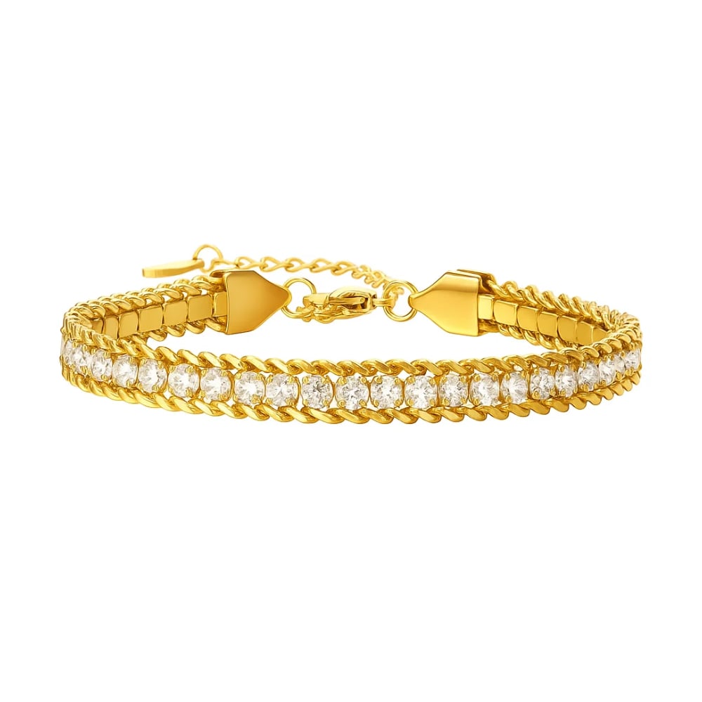 Amelia Sparkle Stack Adjustable CZ Chain Bracelet