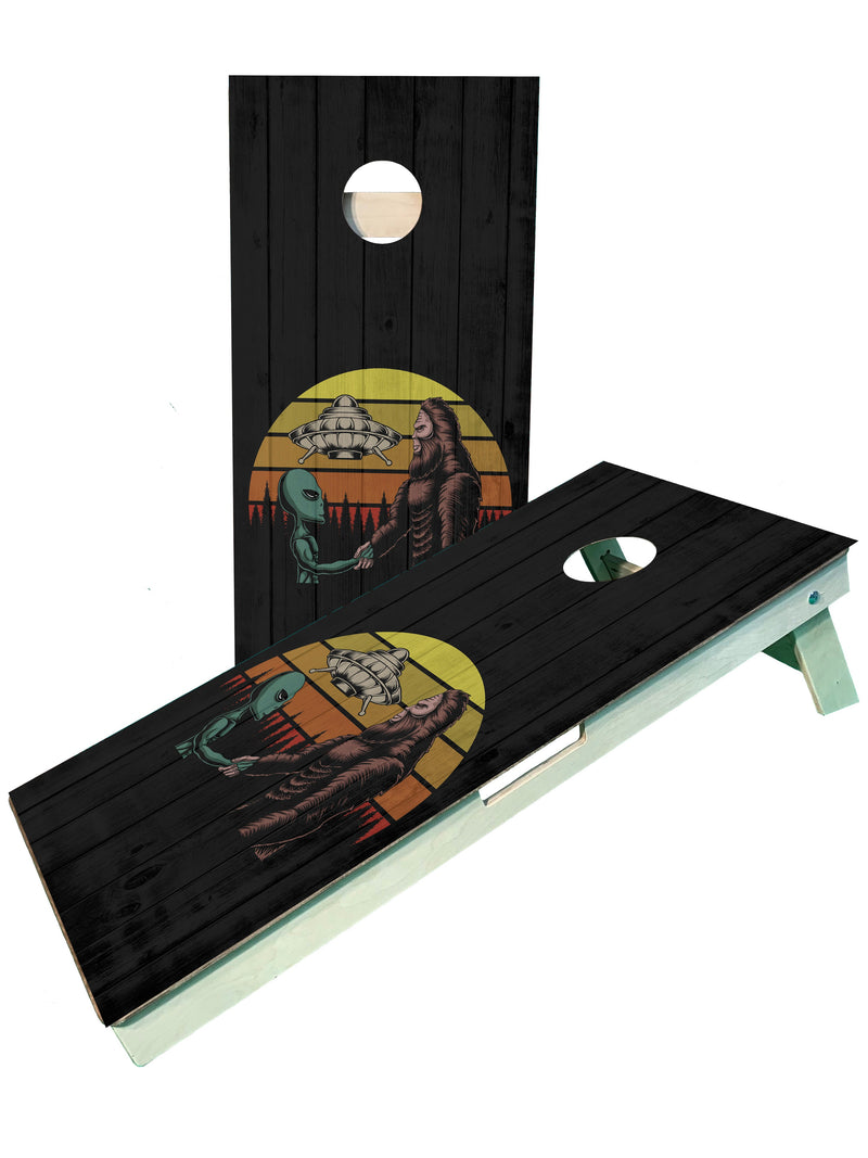 Bigfoot meets Alien Cornhole Set