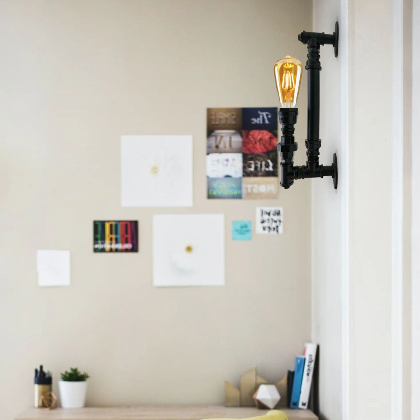 Black Pipe Wall Lights for Homes & Contractors ~2815