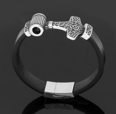 Vikings Mjolnir Leather Bracelet