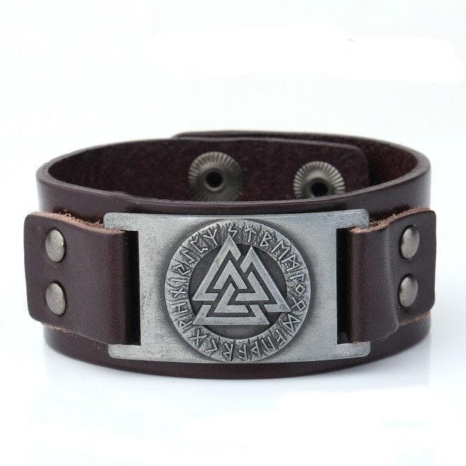 Vikings Valknut Leather Arm Cuff