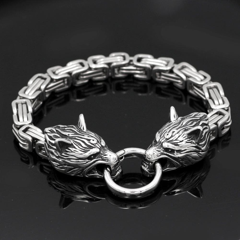 Vikings Wolf Head King's Chain Stainless Steel Bracelet