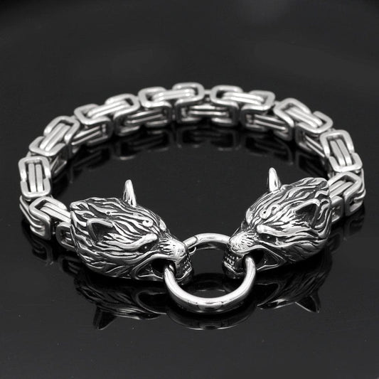 Vikings Wolf Head King's Chain Stainless Steel Bracelet