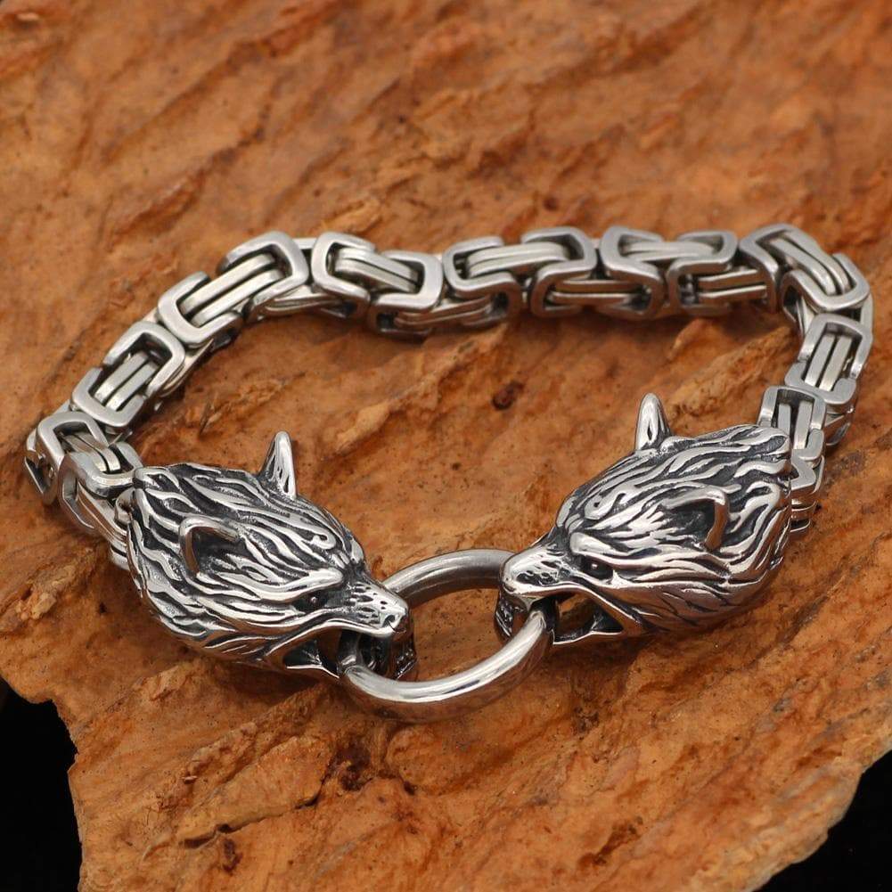 Vikings Wolf Head King's Chain Stainless Steel Bracelet