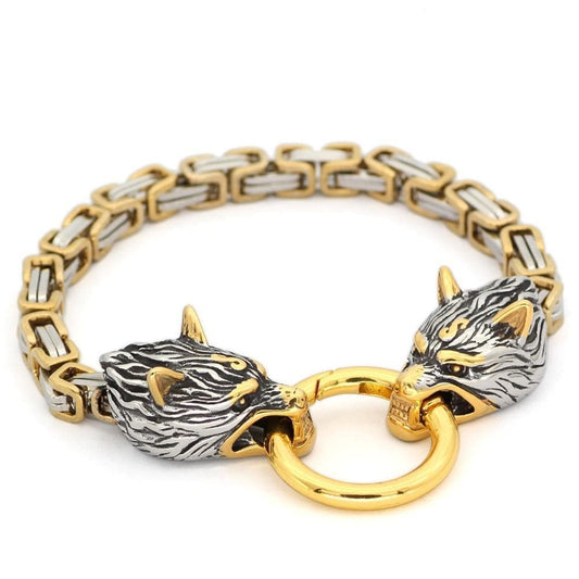 Vikings Wolf Head Stainless Steel Bracelet