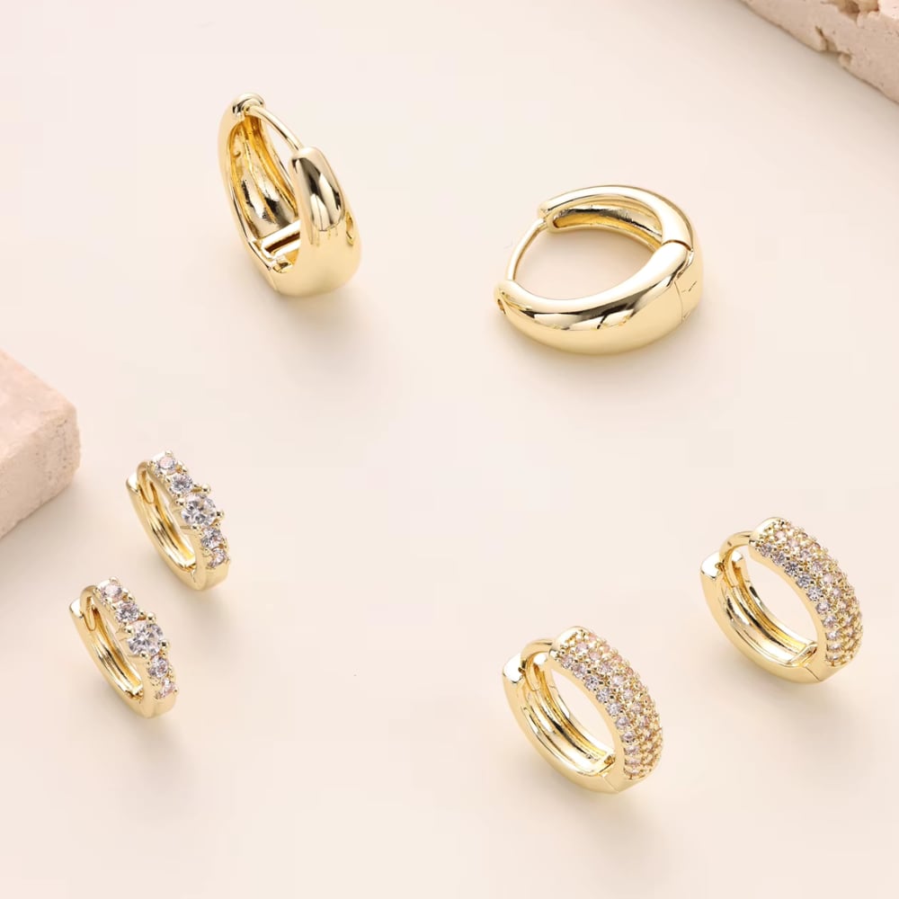 Dainty Huggie Hoop Earrings -3 Pairs