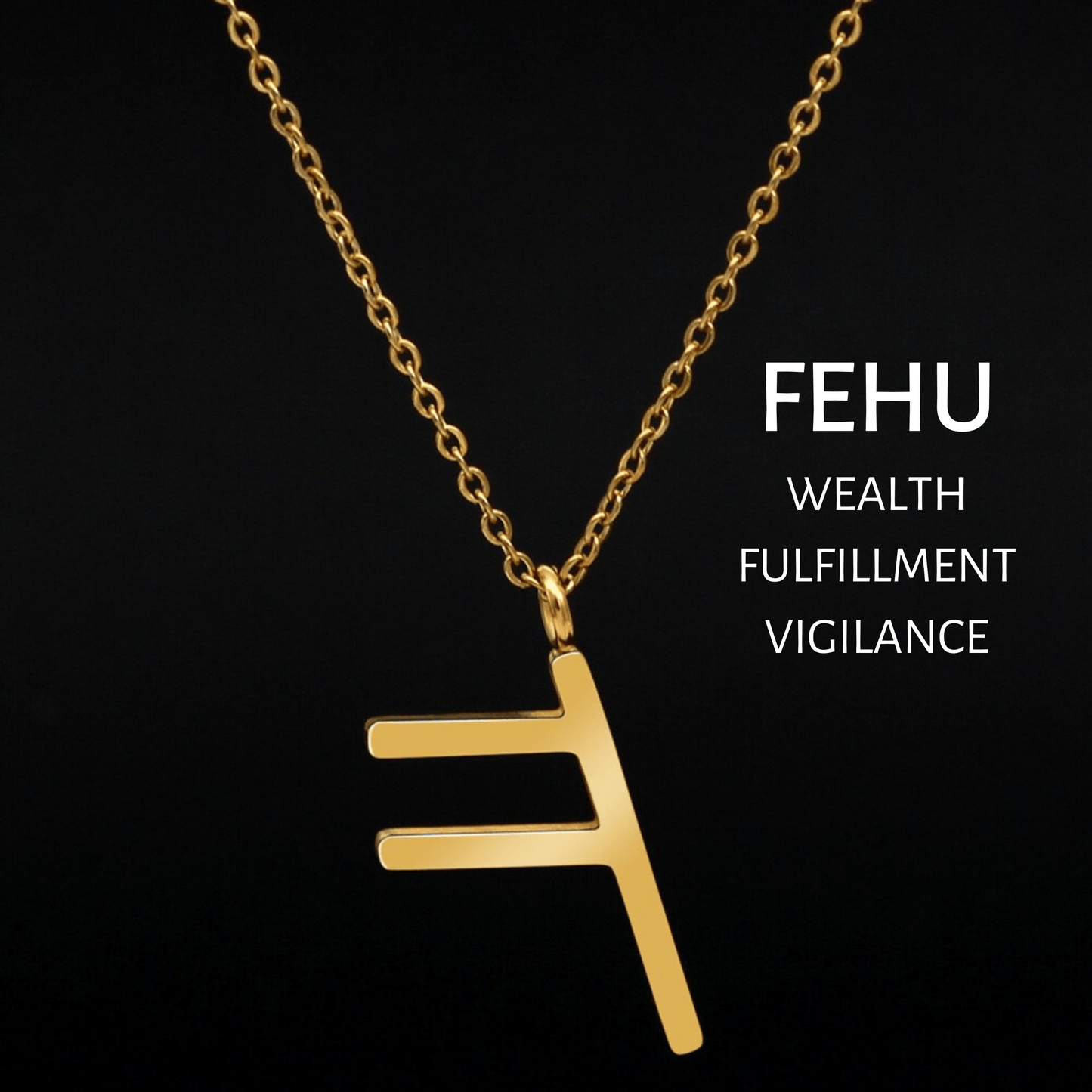 Viking Runes Tunic Stainless Steel Gold Necklaces